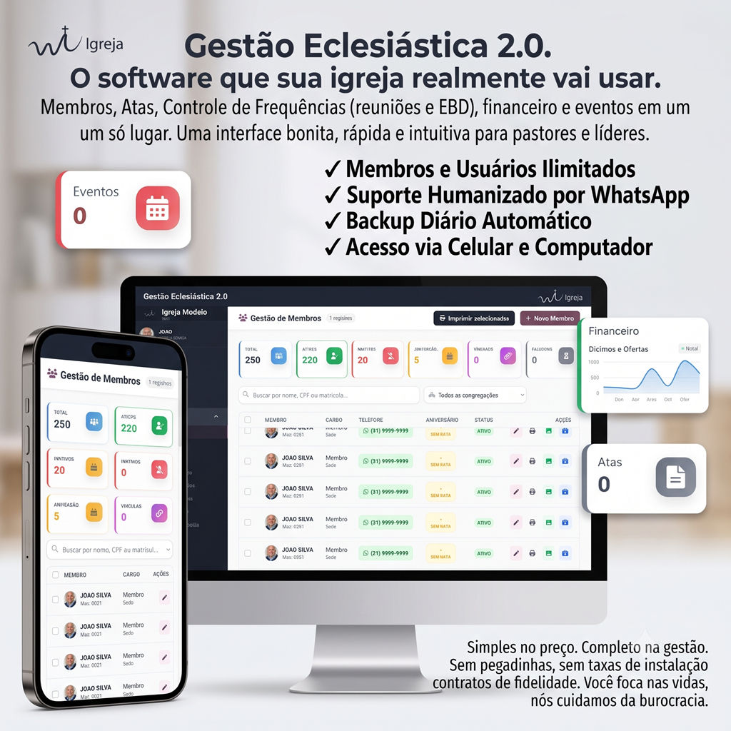 Dashboard do webeIgreja